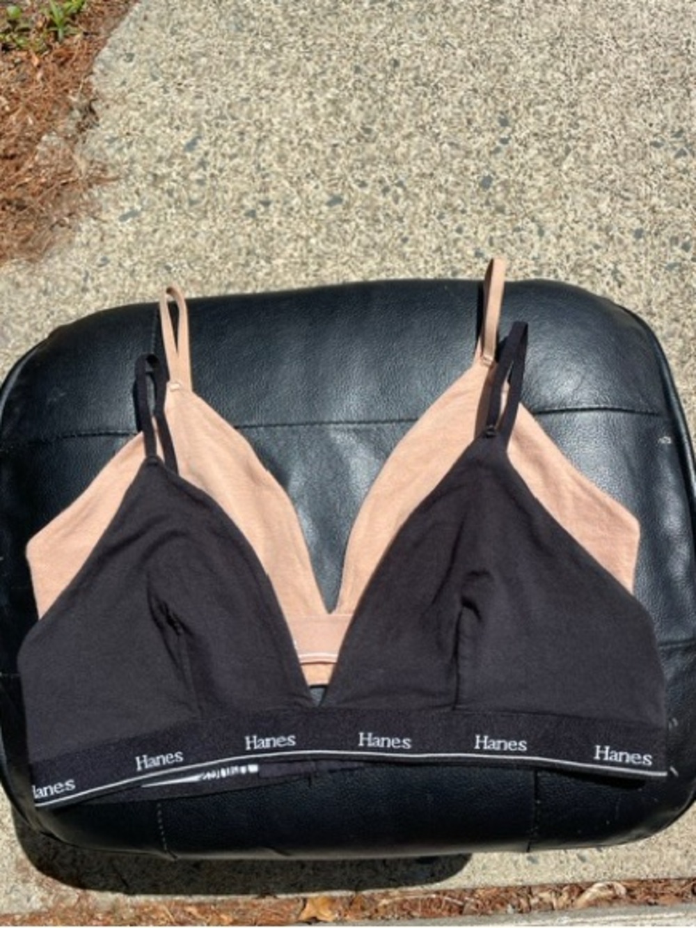 Hanes Bralette Set - Black & Nude